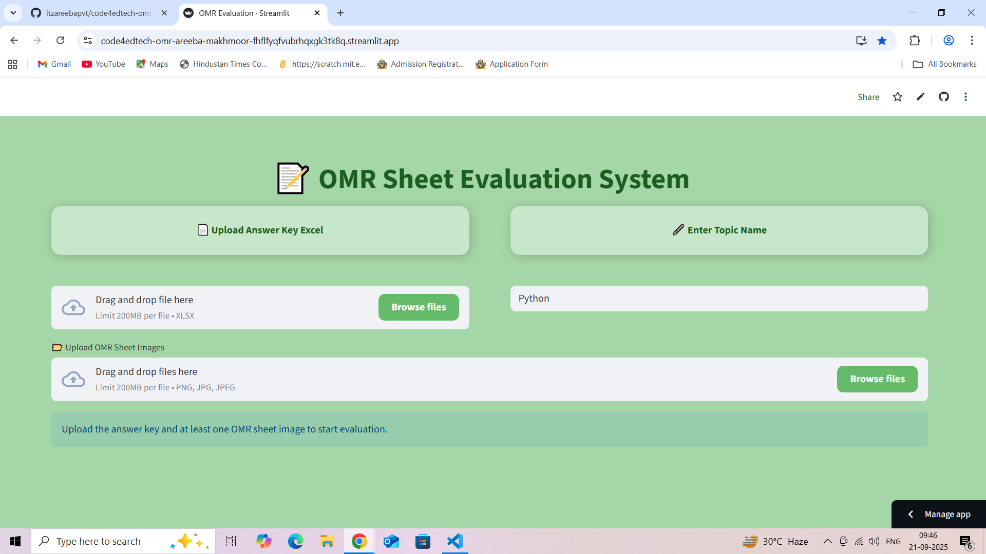 OMR Evaluation System preview